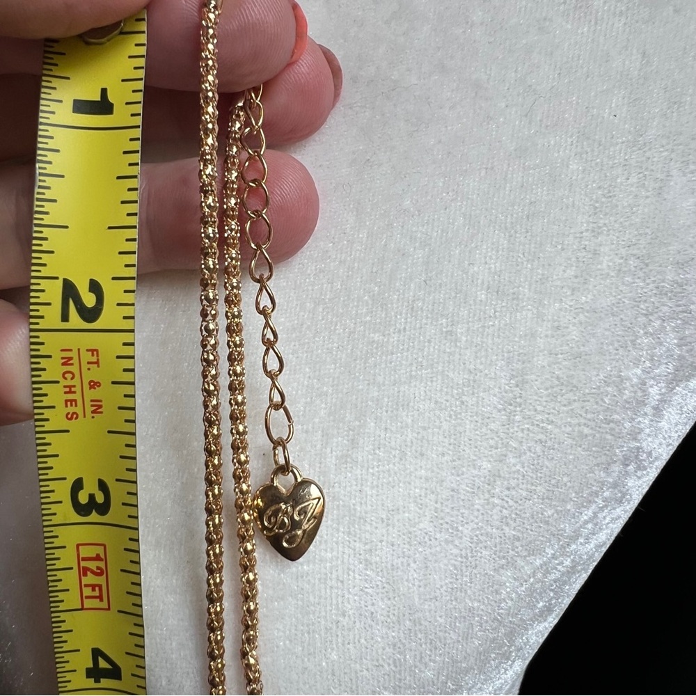 Betsey Johnson Elegant Gold Turquoise Rhinestone Peacock Pendant Necklace 16” - Picture 7 of 8